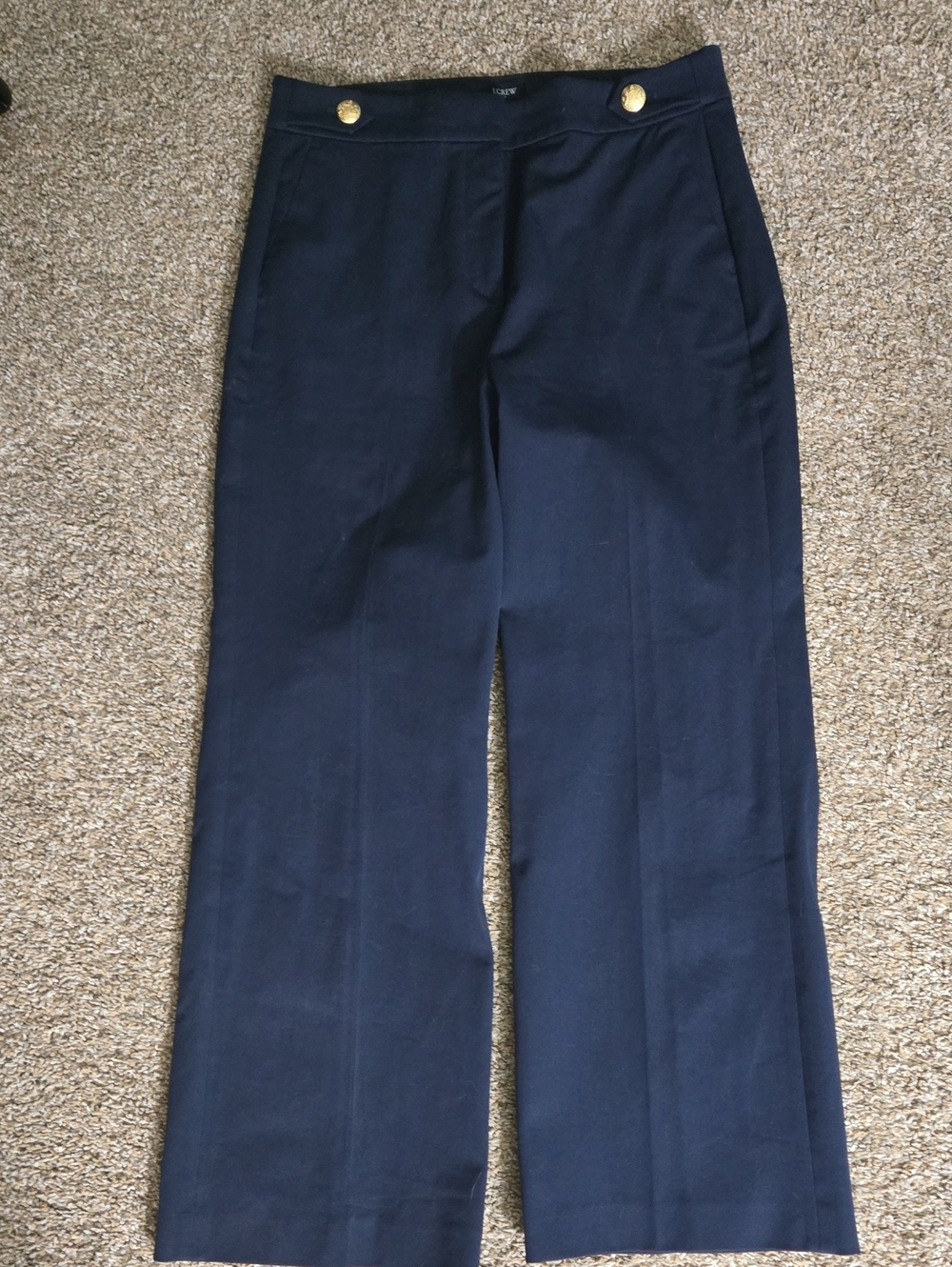 J. Crew Navy Wide-Leg Pants with Gold Buttons